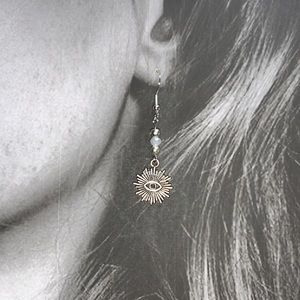 Dangling Eye of Horus Earrings with Lucky Eye Charm Pendant